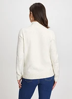 Mock Neck Pointelle Detail Sweater