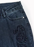 Paisley Appliqué Straight Leg Jeans