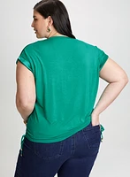 Solid T-Shirt with Satin Details