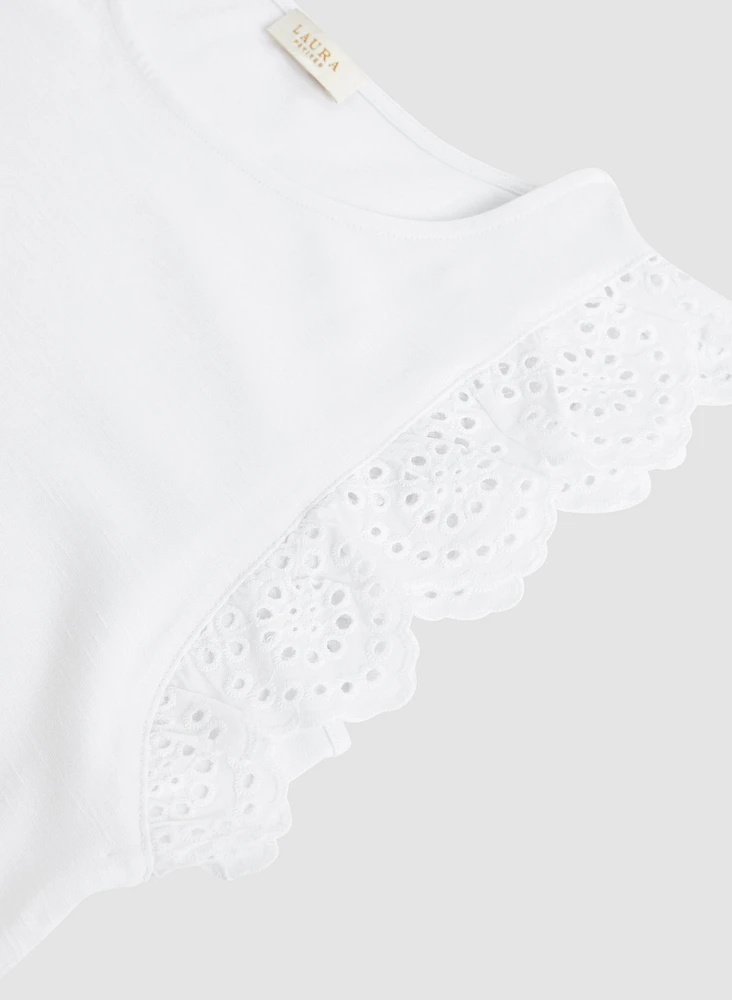 Eyelet Cap Sleeve Tee