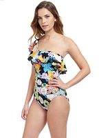 Profil by Gottex - Floral Print Ruffle Detail Swimsuit