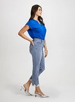 Lace Hem Ankle Leg Jeans