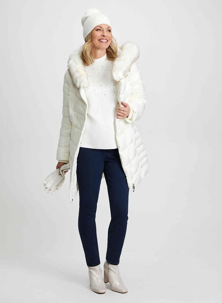 Pearl Detail Pullover & Bow Detail Jeans