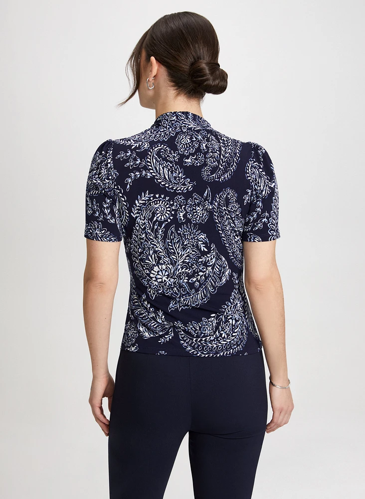 Paisley Print V-Neck Top