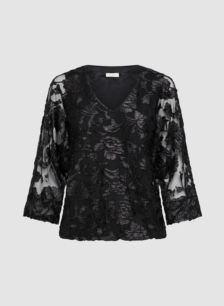 Floral Burnout Velour Top