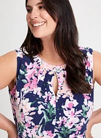 Floral Motif Keyhole Dress