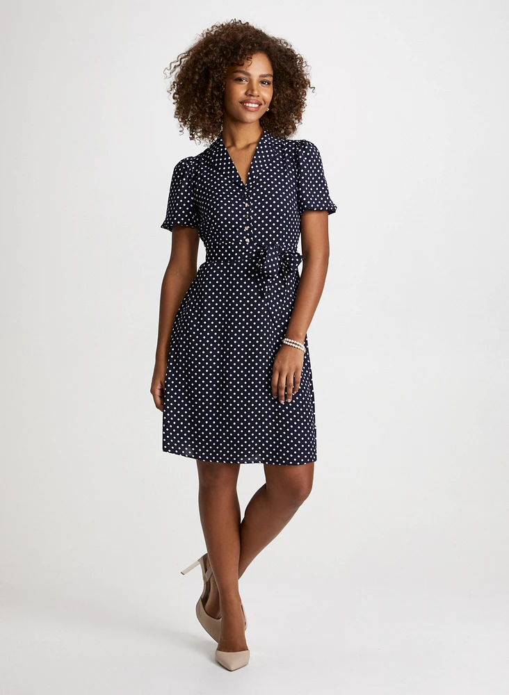 Robe à pois et bracelet perles et maillons