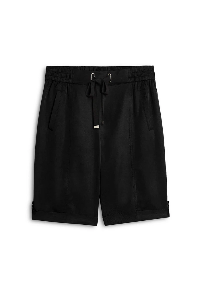 Tab Detail Tencel Shorts