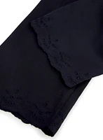 Eyelet Trim Linen-Blend Pants