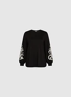 Paisley Print Puffed Sleeve Top