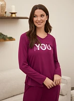 Slogan V-Neck Pyjama Top