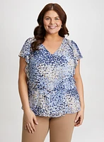 Printed Ruffle Detail Blouse