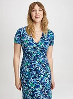Ruched Details Floral Dress