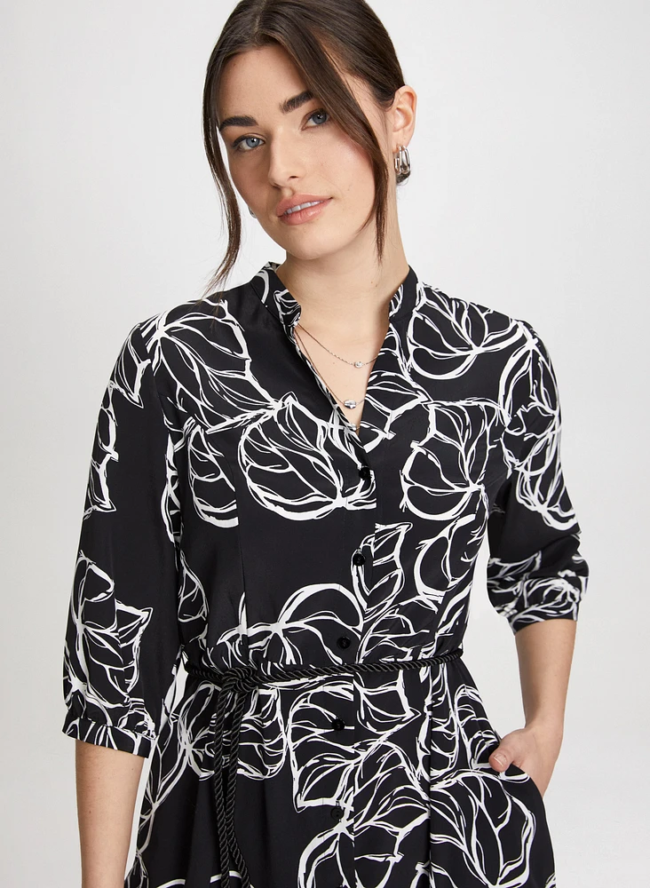 Palm Sketch Print Dress