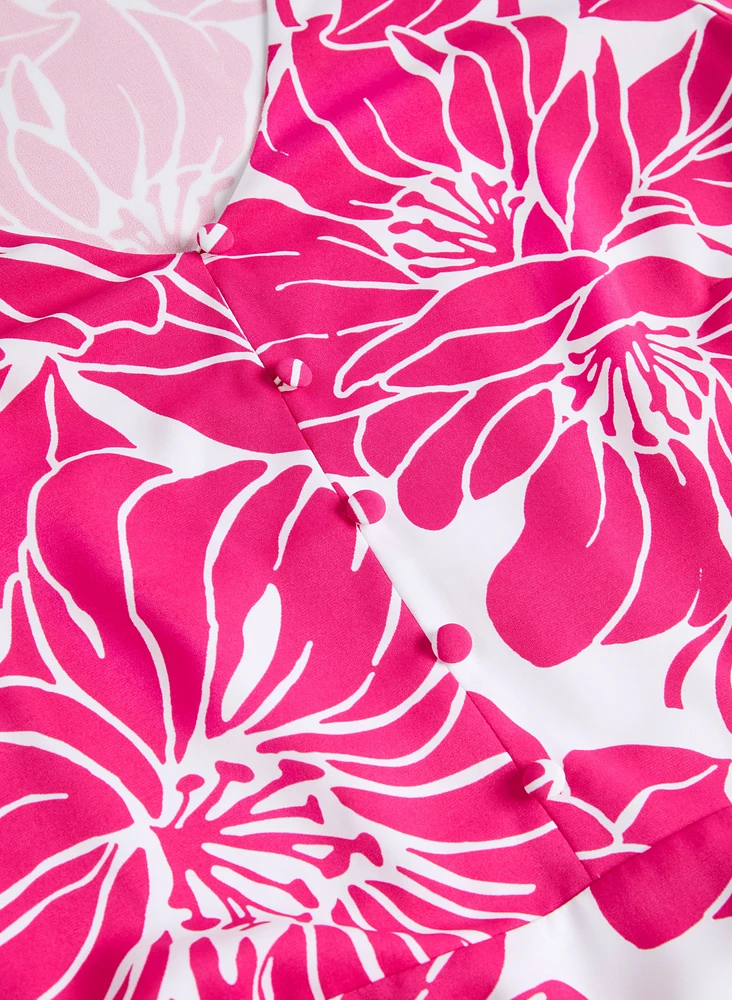 Robe florale ajustée et évasée