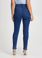 Sequin Hem Slim Leg Jeans