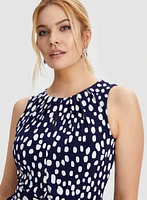 Dot Print Belted Dress