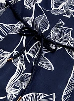 Leaf Print Linen Blend Dress