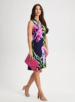 V-Neck Tropical Print Dress