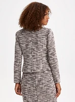 Vegan Leather Detail Bouclé Jacket