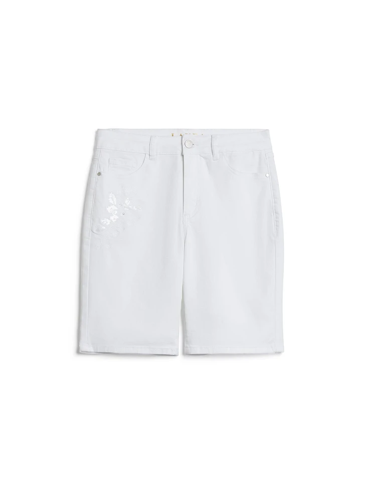 Embroidered Denim Shorts