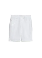 Embroidered Denim Shorts