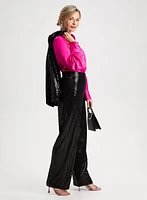 Sequin Detail Wide Leg Pants