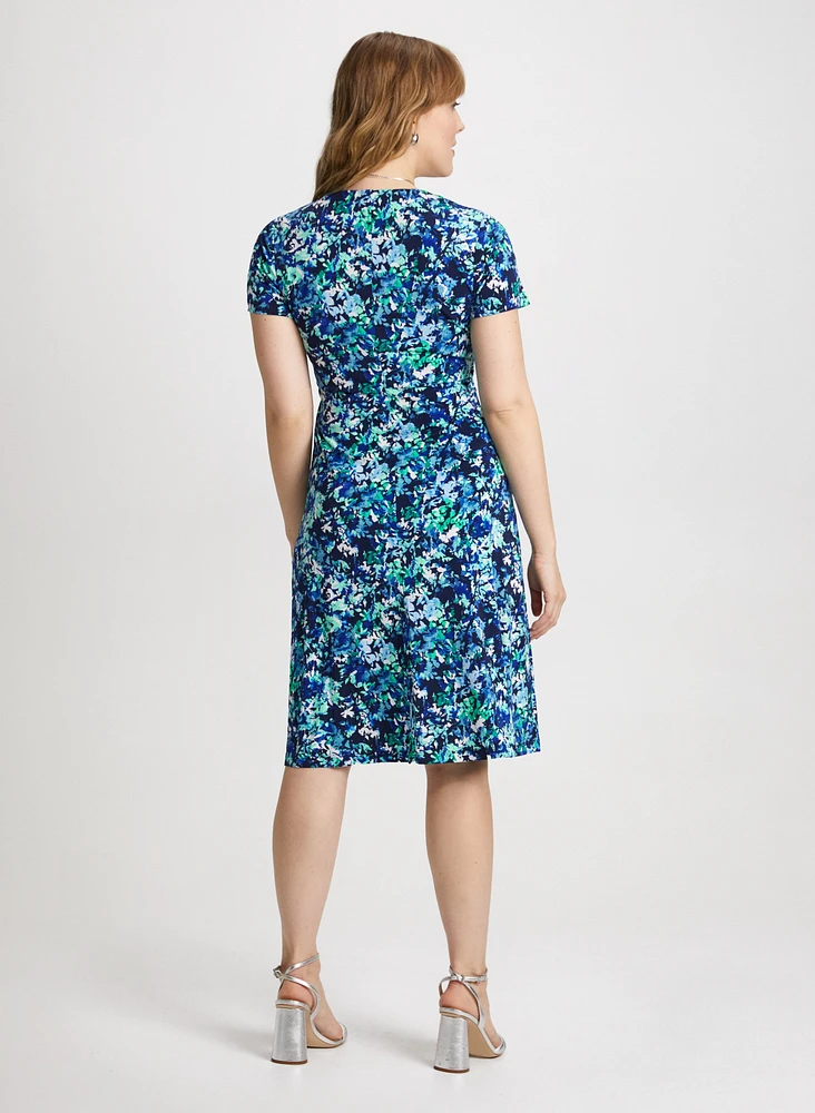 Ruched Details Floral Dress