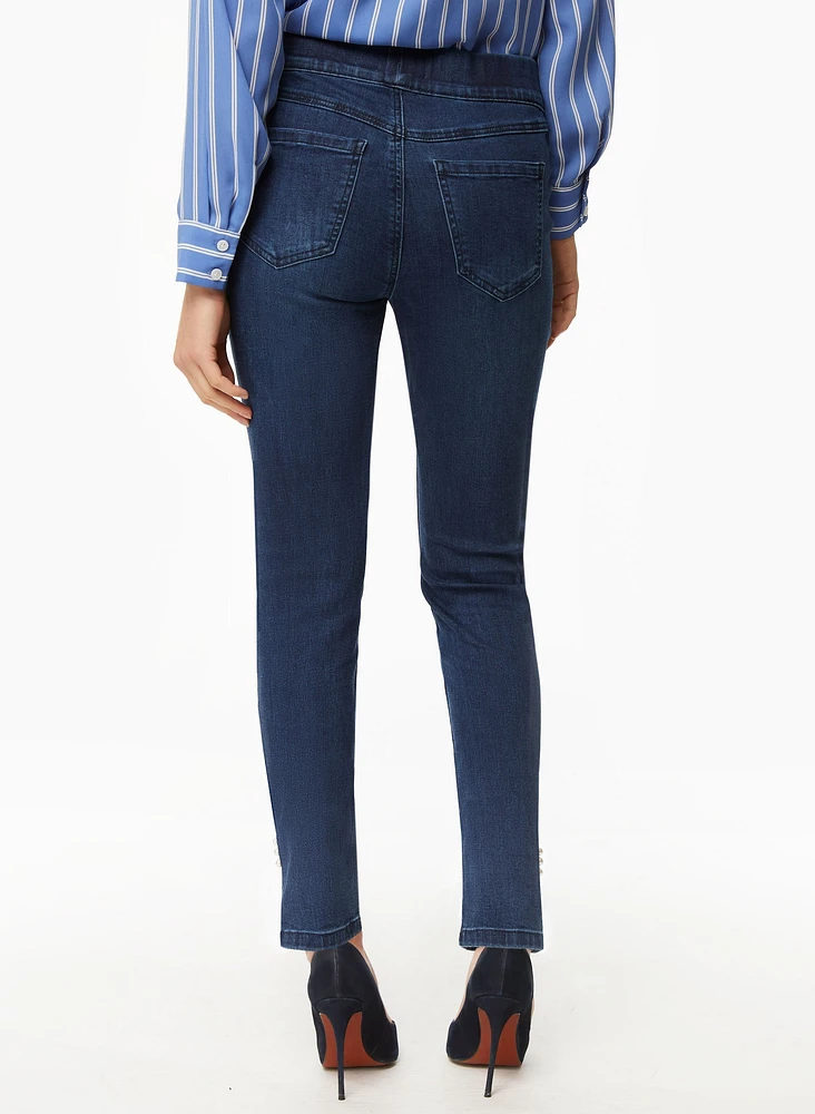 Pearl Detail Pull-On Jeans