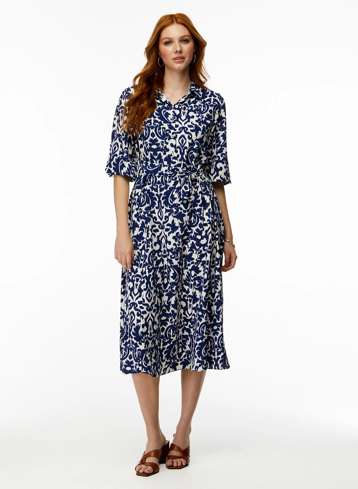Robe midi à motif cachemire et ceinture