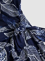 Leaf Print Cap Sleeve Dress