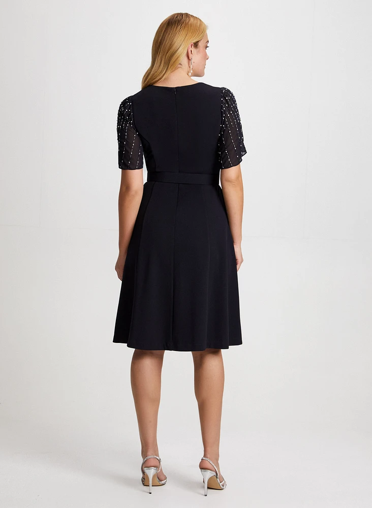Beaded Flare Sleeve Dress