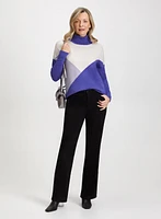 Colour Block Turtleneck Sweater
