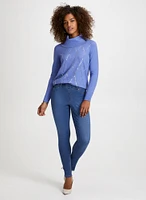 Sequin Detail Sweater & Slim Leg Jeans