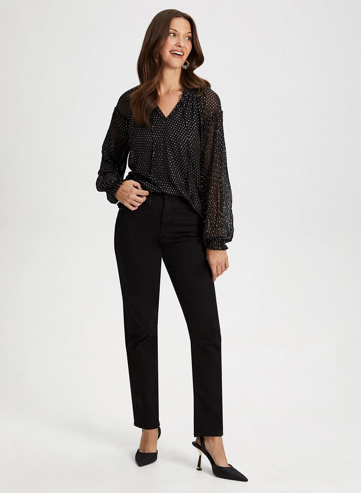 Gold Foil Popover Blouse