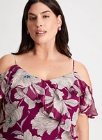 Floral Print Cold Shoulder Dress