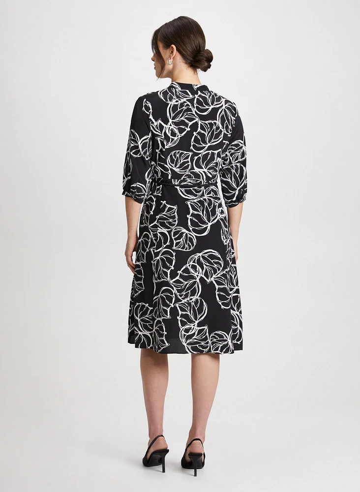 Palm Sketch Print Dress