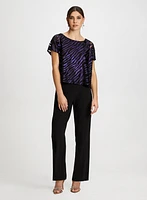 Metallic Print Top & Wide Leg Pants