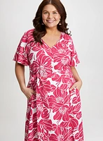 Robe florale ajustée et évasée