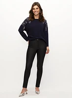 Leaf Appliqué Sweater & Slim Leg Jeans