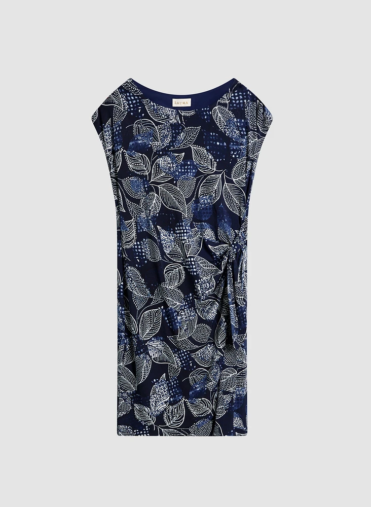 Leaf Print Cap Sleeve Dress