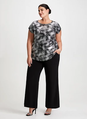 Wide Leg Pants & Metallic Print Top