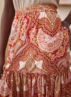 Paisley Print Midi Skirt