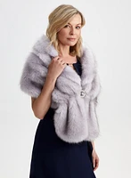 Rhinestone Clip Faux Fur Stole
