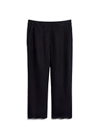 Eyelet Trim Linen-Blend Pants