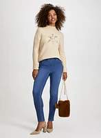Snowflake Appliqué Knit Sweater