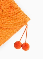 Straw Pom Pom Purse
