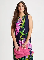 V-Neck Tropical Print Dress