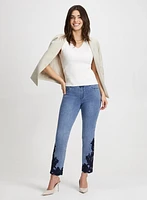 Embroidered Slim Leg Jeans