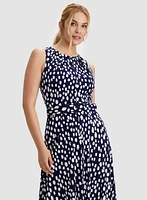 Dot Print Belted Dress